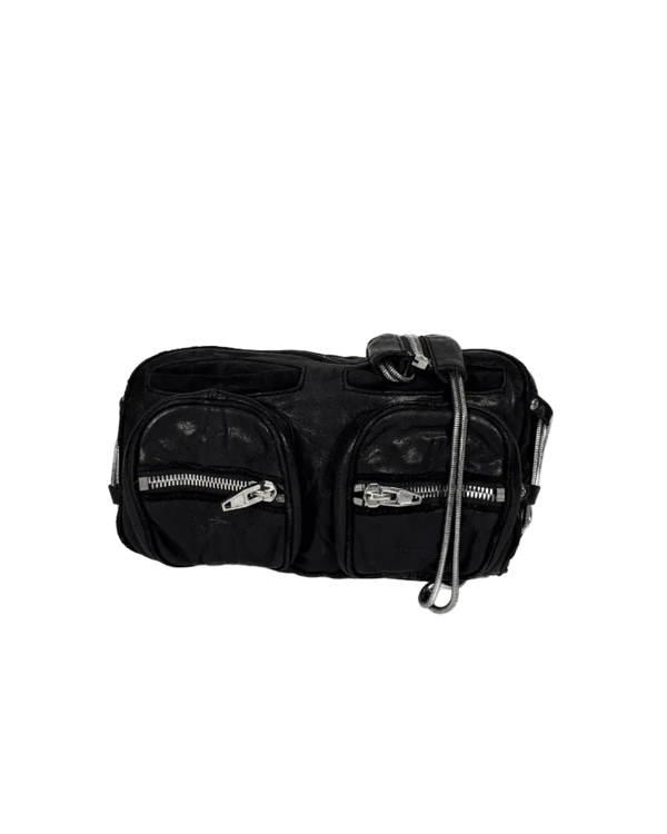 Alexander Wang Brenda Bag black crossbody with front zip pockets and adjustable strap