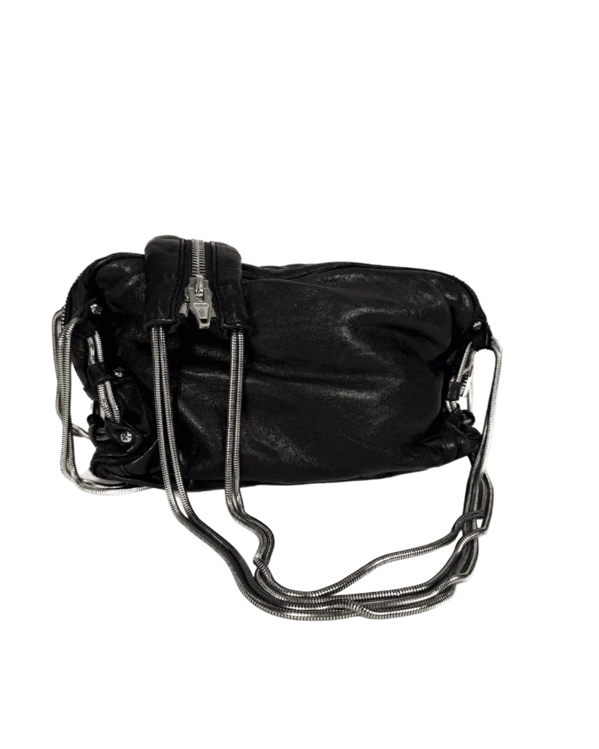 Alexander Wang Brenda Bag black leather crossbody with top zip and side pocket
