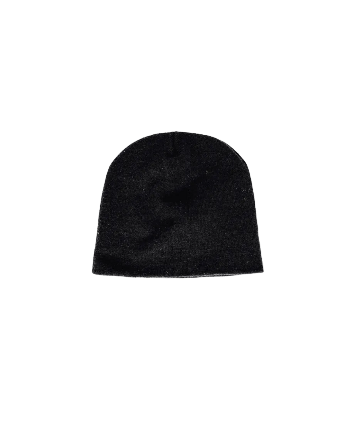 Black knit beanie hat with smooth rounded top