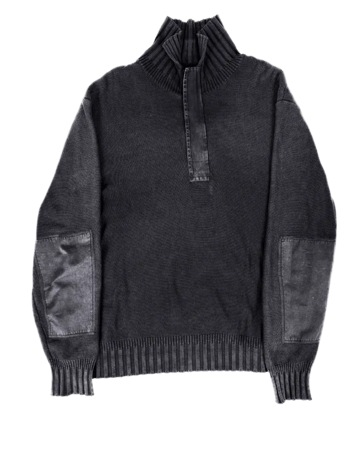 Nautica dark gray knit quarter-zip sweater with half-zip placket and ribbed hem
