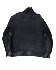 Nautica dark gray knit quarter-zip with ribbed collar and cuffs