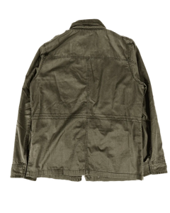 Jeans West military jacket in olive green, full-zip with buttoned flap pockets