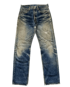 Levi's 501 mudwash blue Japanese jeans with straight fit and distressed wash
