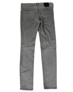 Grey denim jeans with back yoke, belt loops, rear pockets