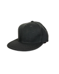Dark grey fitted baseball cap with curved brim and small top button