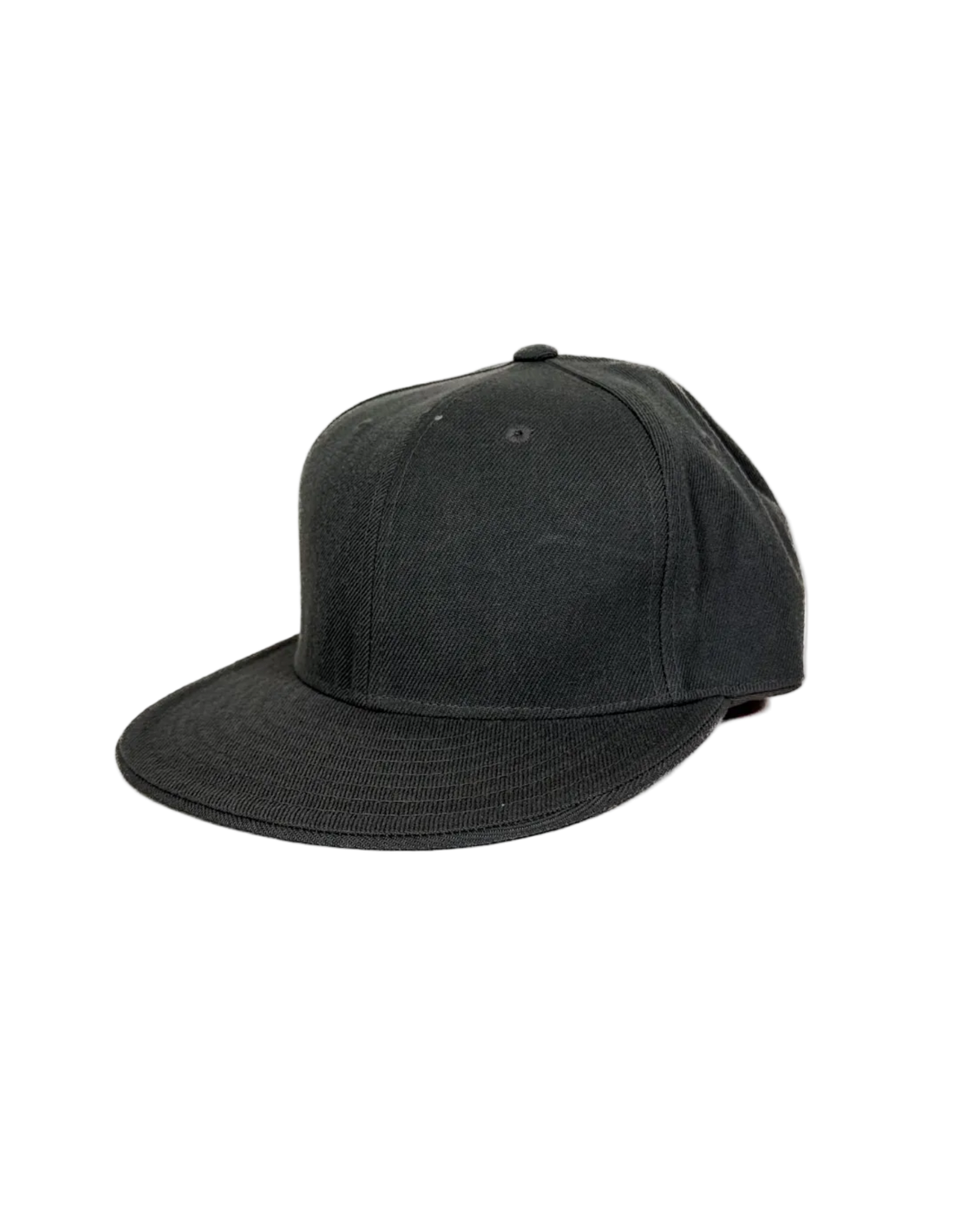 Dark grey fitted baseball cap with curved brim and small top button
