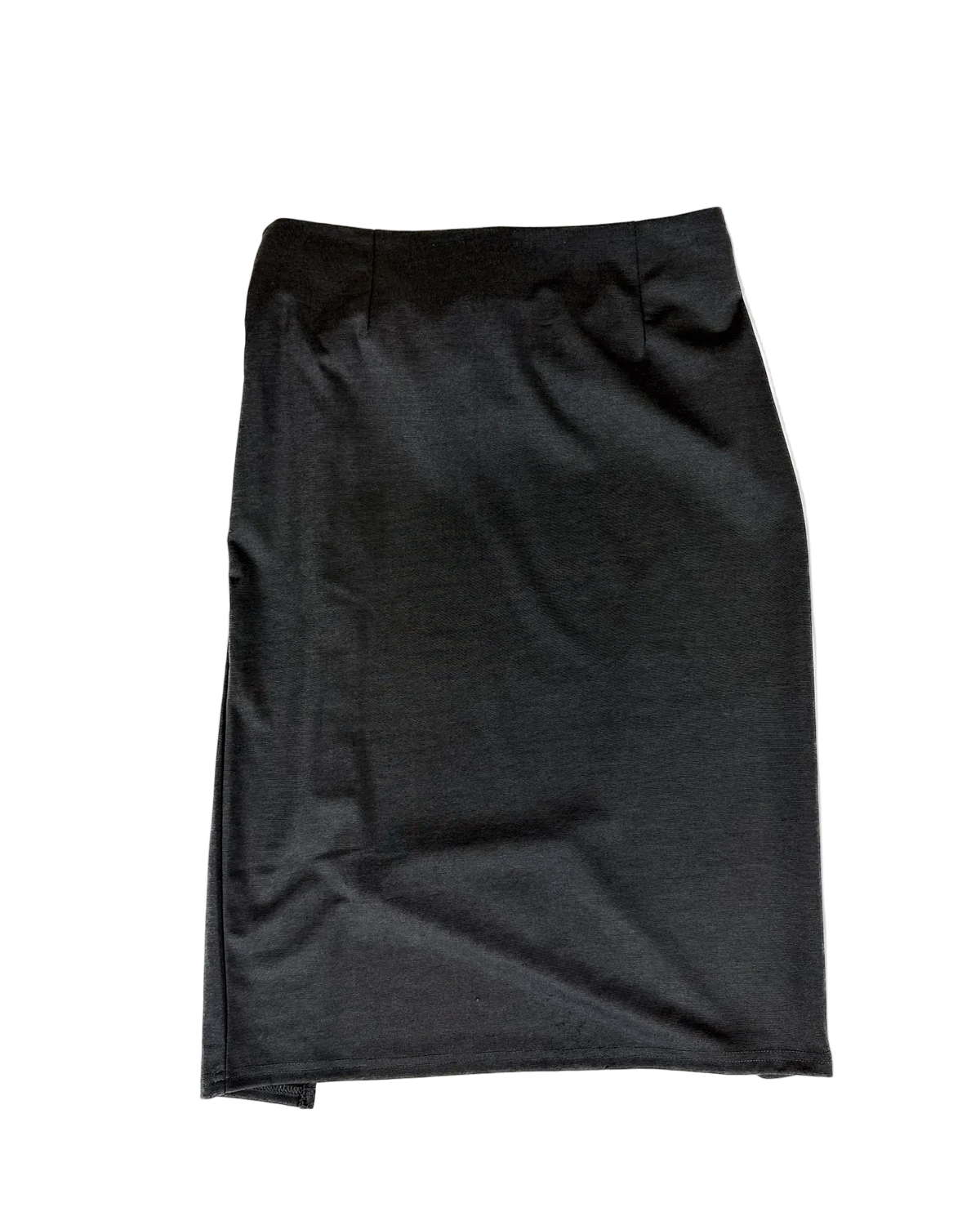 Knot tie pencil skirt in dark black with straight fitted midi silhouette