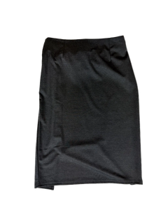 Knot tie pencil skirt in dark black with straight fitted midi silhouette