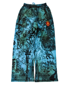 Balenciaga Skater graphic sweatpants with elastic waistband, blue-teal allover print
