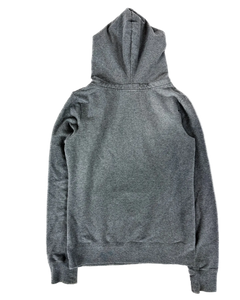 Grey scoop-collar hoodie with hood and long sleeves, front pouch pocket
