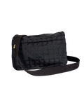 Chanel dark nylon messenger bag with adjustable shoulder strap, flap and zipper