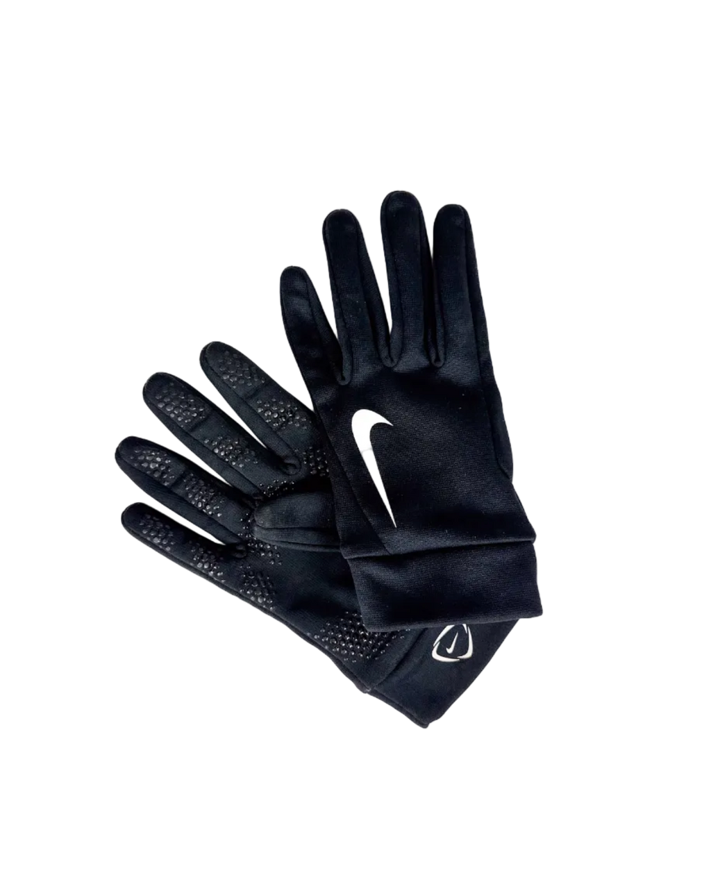 Nike football training gloves with textured grip palms and dark fabric back