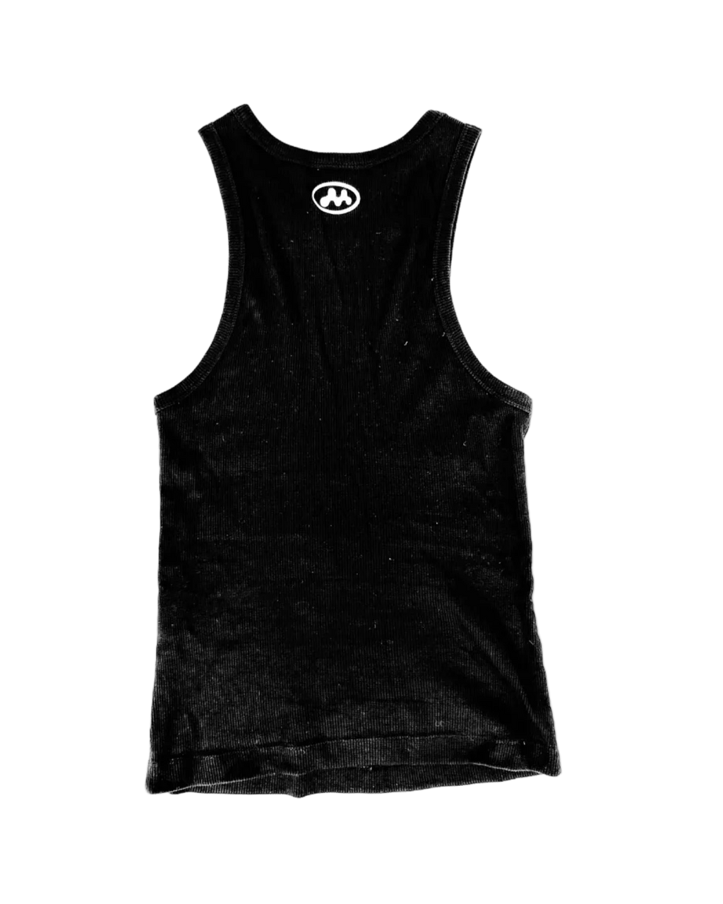 Black logo sleeveless tank with small circular chest emblem