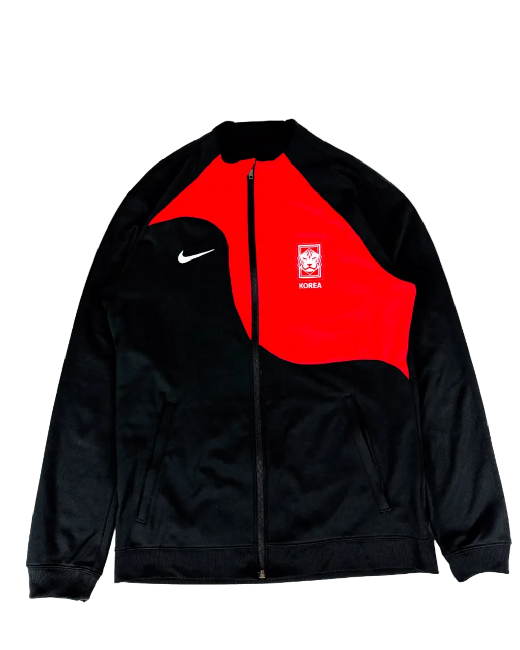 Nike training jacket with black and red zip front, Korea crest and swoosh
