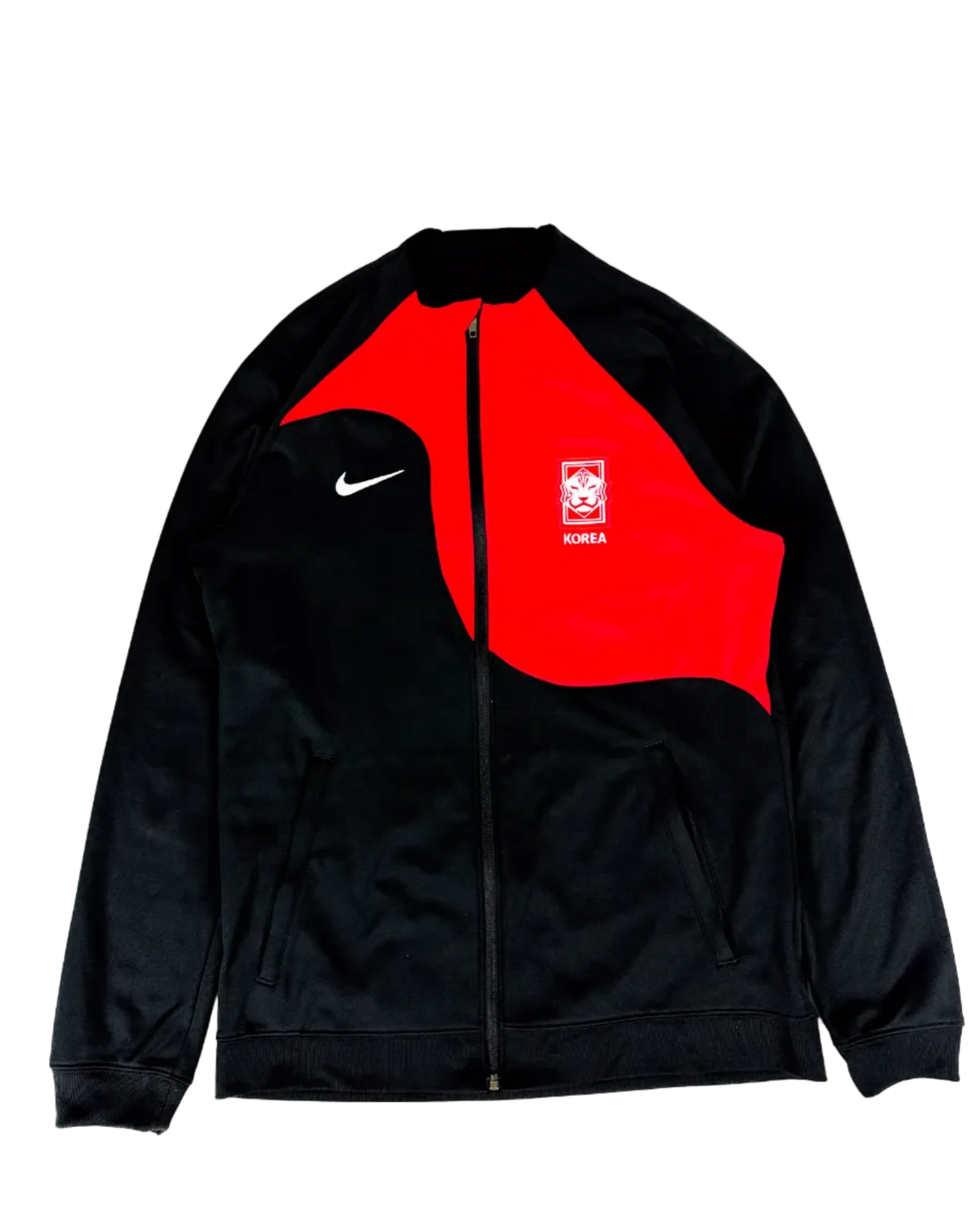 Nike training jacket with black and red zip front, Korea crest and swoosh
