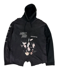 Balenciaga black upside-down graphic hoodie with hood and kangaroo pocket