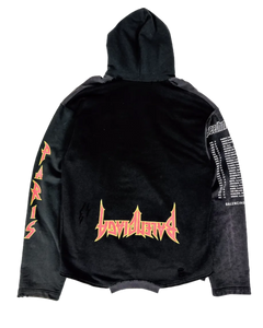 Balenciaga black upside-down back graphic hoodie with hood and ribbed hem