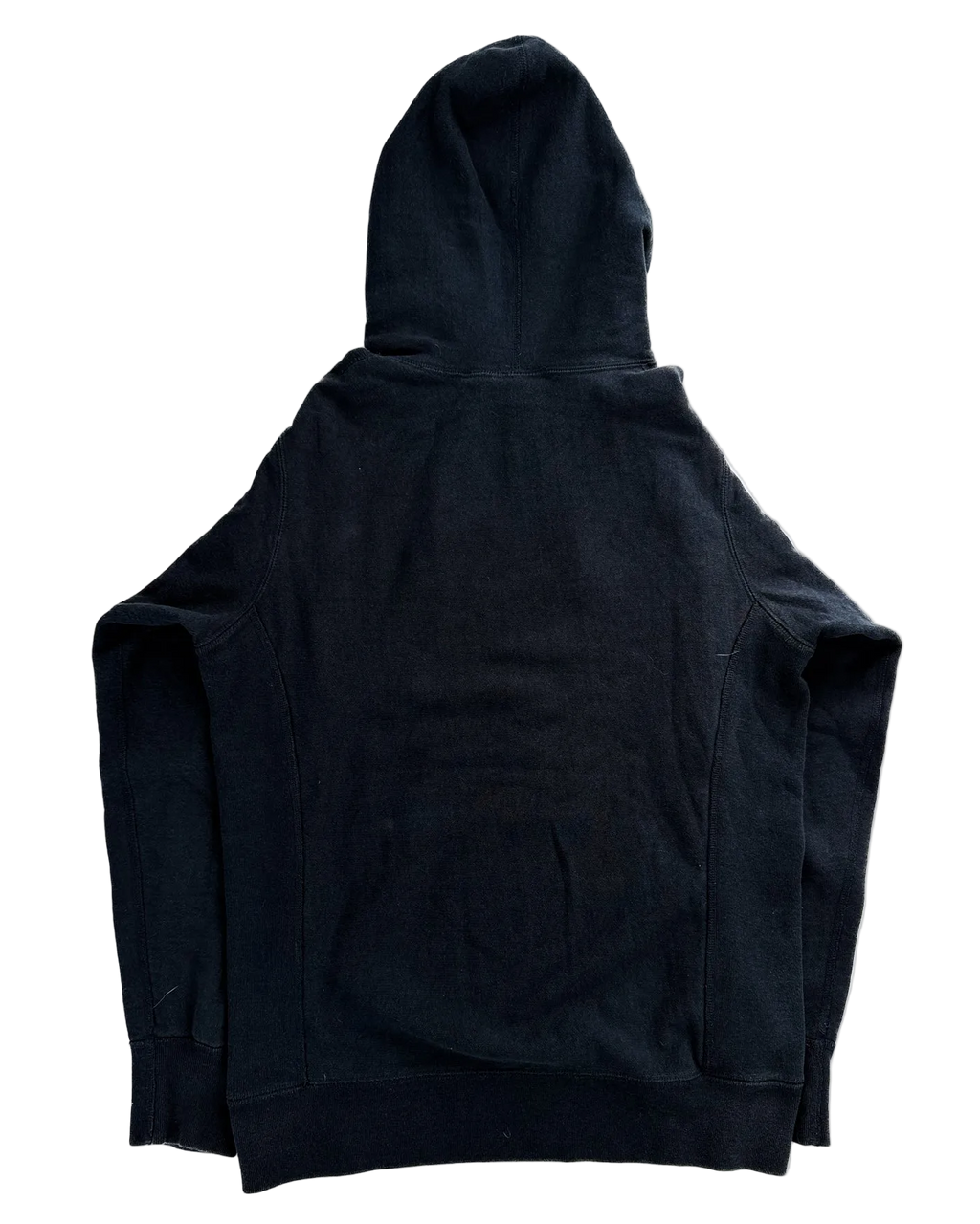 Dark navy hoodie with hood and front kangaroo pocket